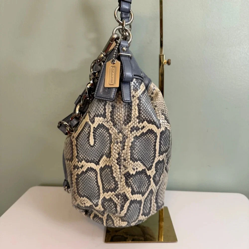 Coach Madison Python Embossed Marielle Leather Purse Snakeskin Shoulder Tote Bag - Picture 10 of 13
